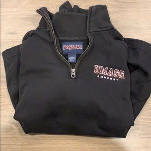Woman’s black Umass Amherst pullover